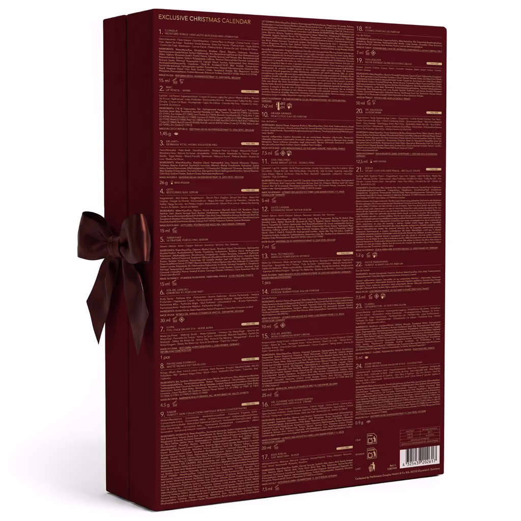 The back of the box with the printed contents list