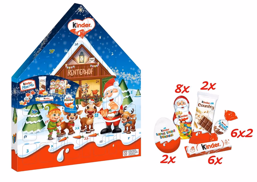 Kinder Maxi Mix advent calendar contents, photograph 1 of 1