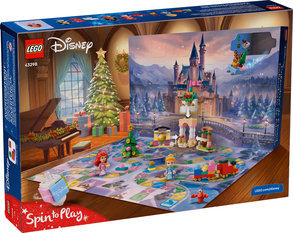 The back of the LEGO Disney Princess 2026 box, showing the fold-out game board