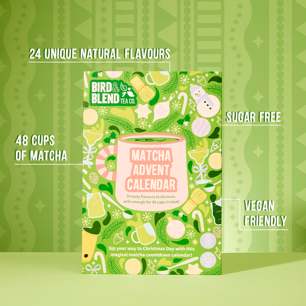 The closed box with its 48 cups and vegan claims printed around it