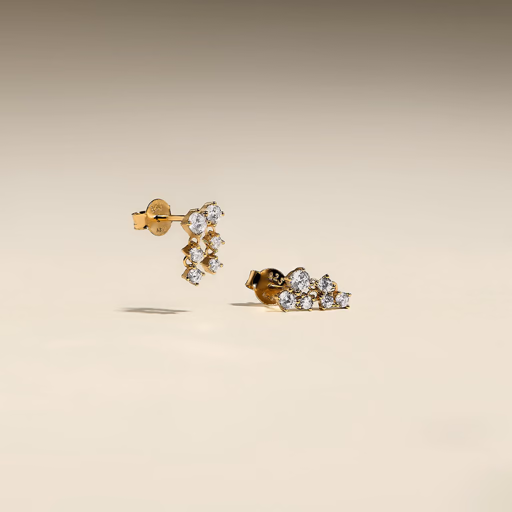 Astrid & Miyu Crystal Charm Studs in Gold