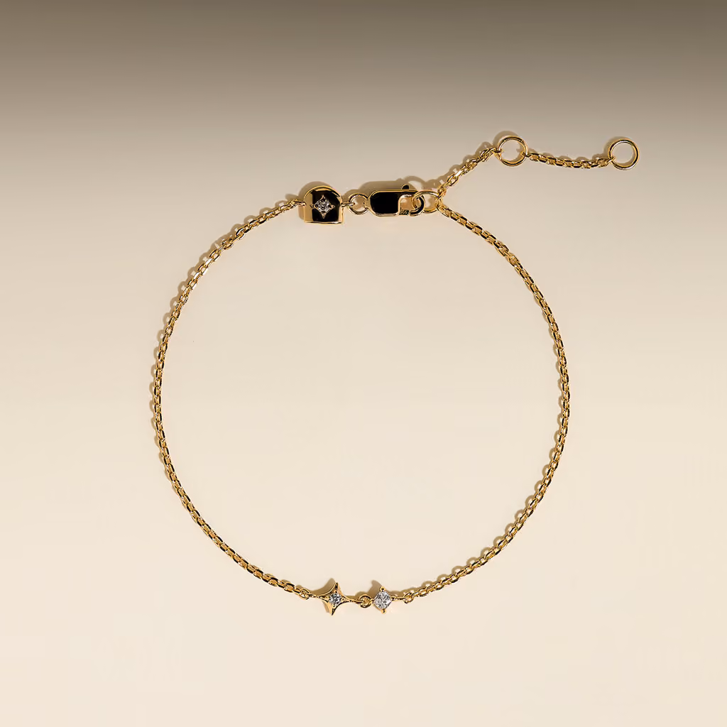 Astrid & Miyu Cosmic Star Crystal Pendant Bracelet in Gold