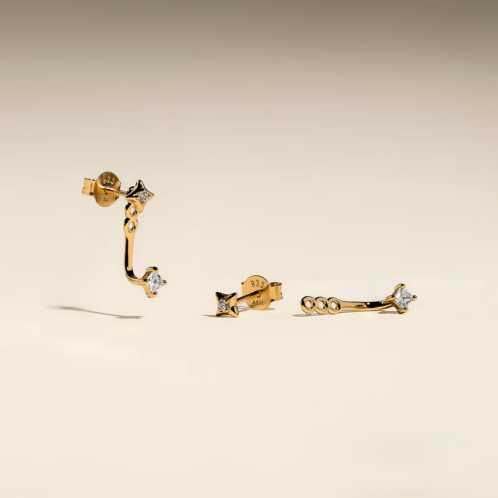 Astrid & Miyu Cosmic Star Crystal Ear Jacket in Gold