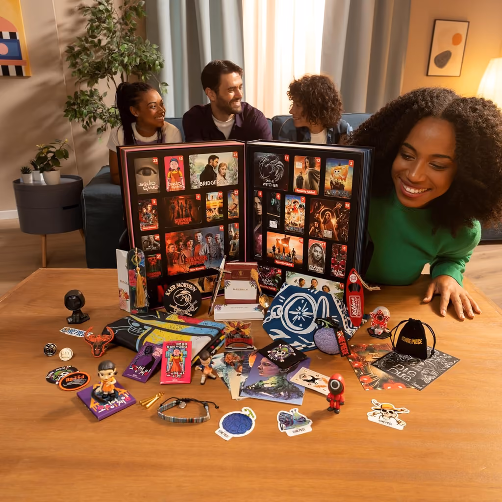 Netflix YuMe Countdown Gift Box 2024 advent calendar contents, photograph 1 of 2