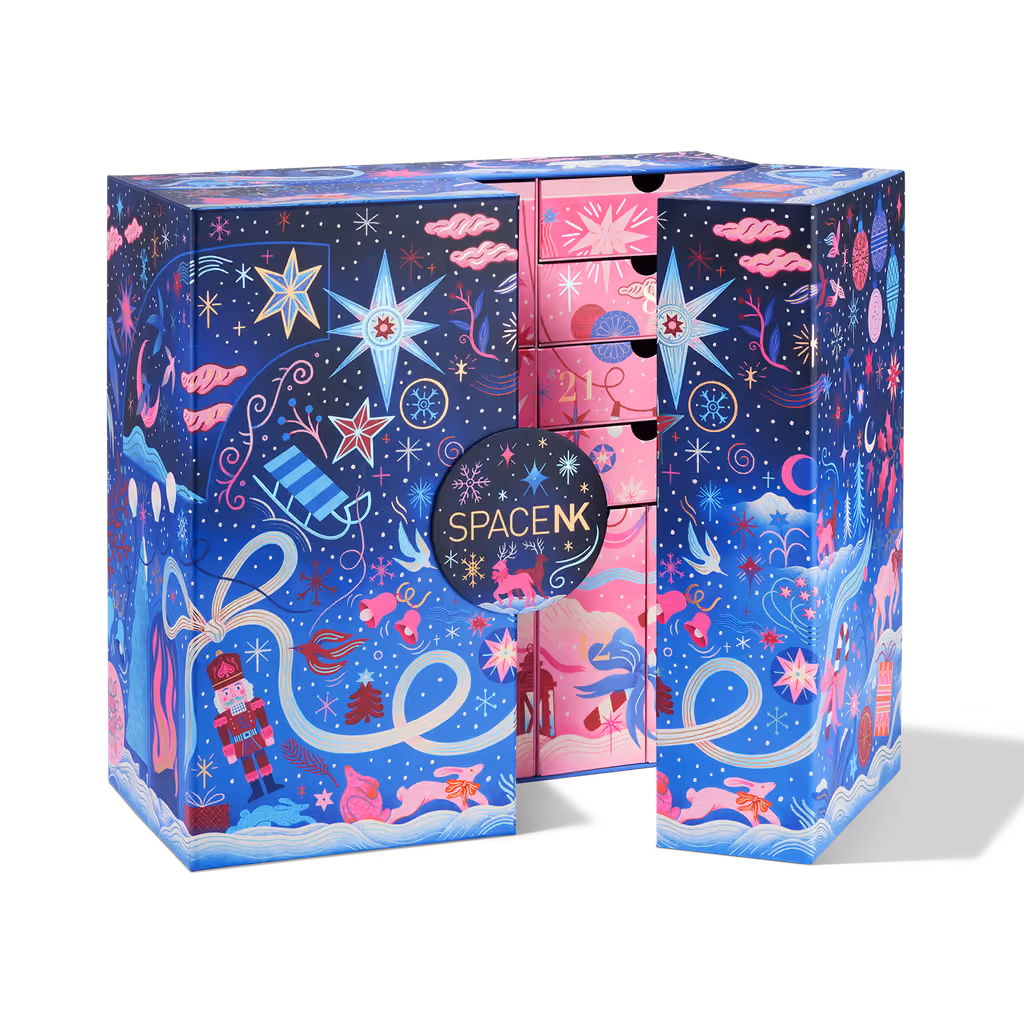 The Space NK 2026 box with its numbered pink drawers pulled part-way out