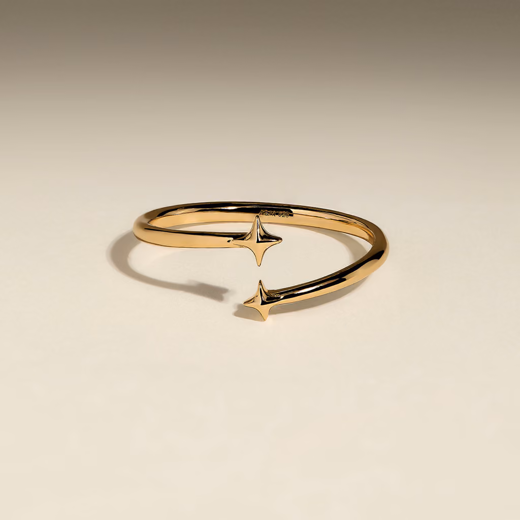 Astrid & Miyu Duo Cosmic Star Open Ring in Gold