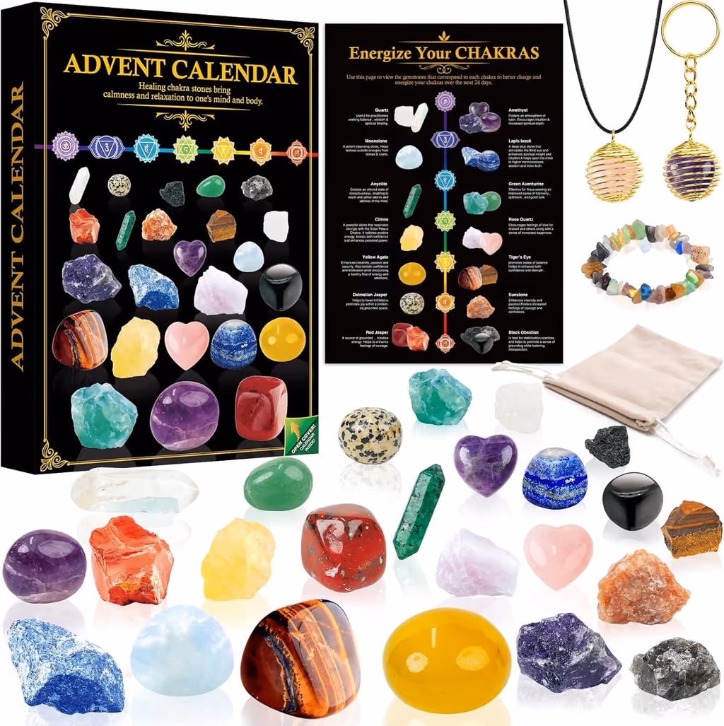 ZMLM Chakra Stones &Crystals for Adults 2024 advent calendar contents, photograph 1 of 1