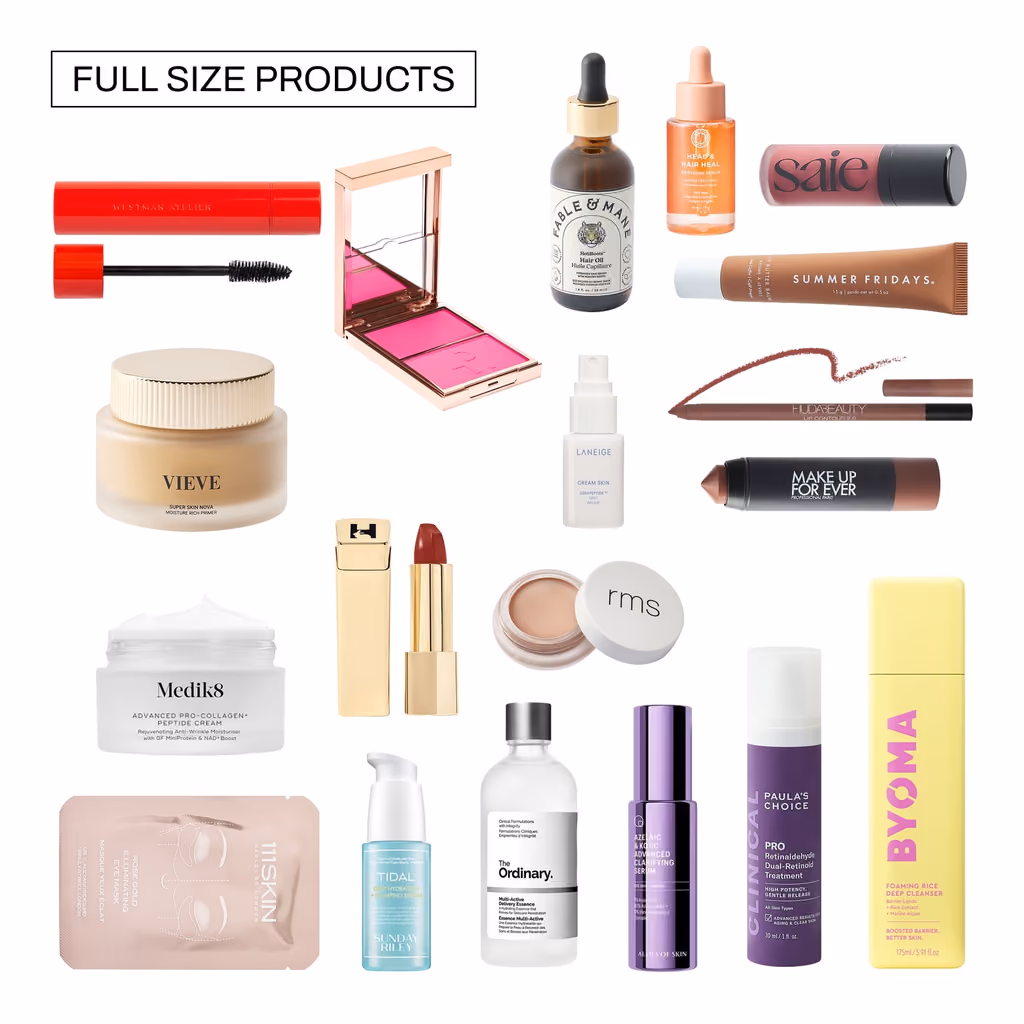 Cult Beauty's board of the 19 full-size products in the Signature Edition