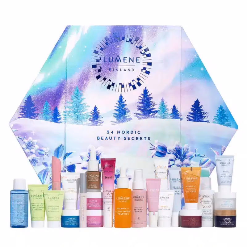 Lumene 24 Nordic Beauty Secrets advent calendar contents, photograph 1 of 1
