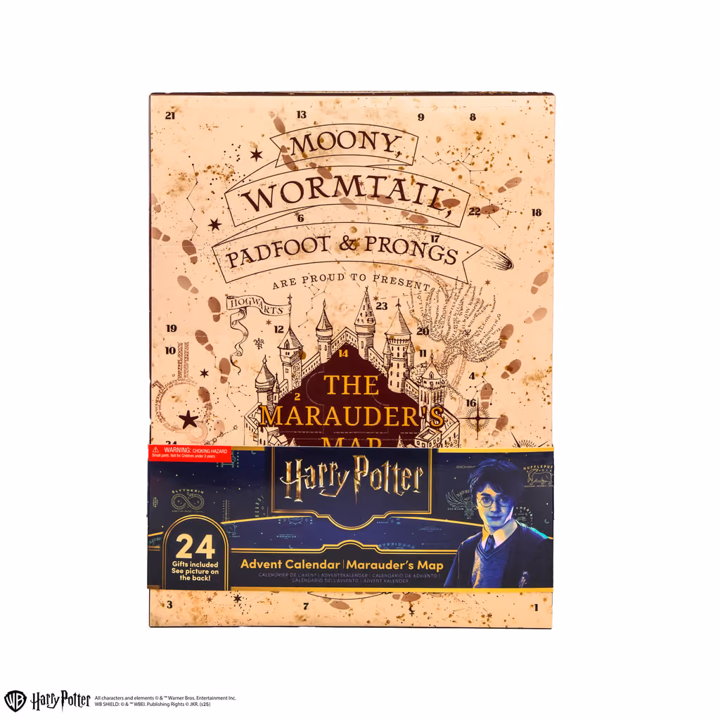 The Marauder's Map 2026 calendar in its retail sleeve, with the Harry Potter licence band across the bottom