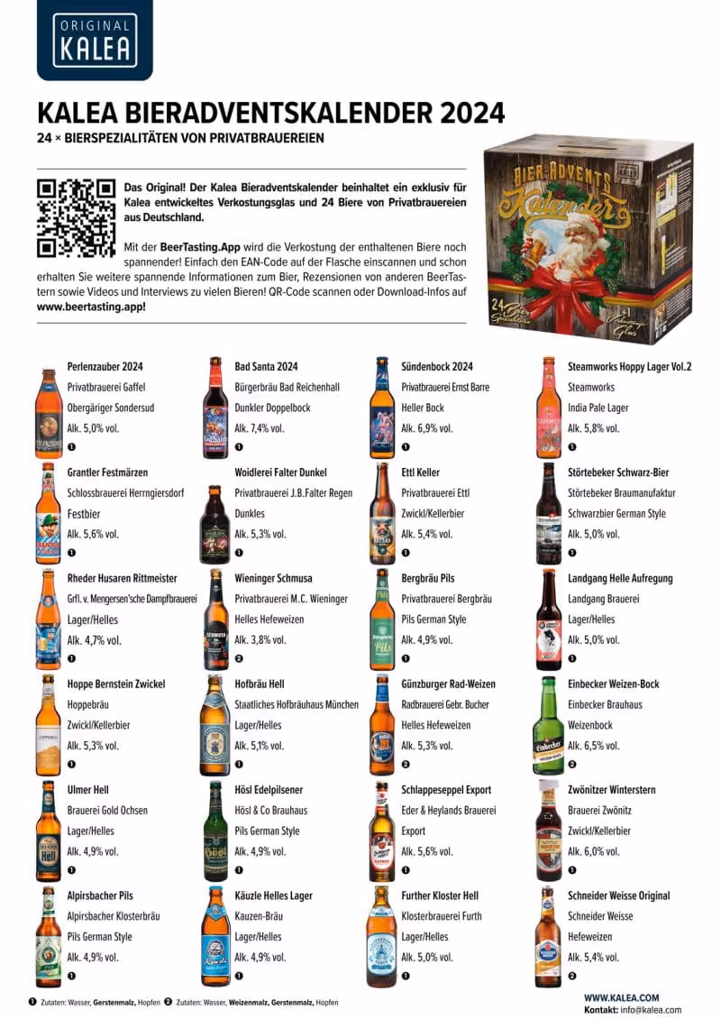 Kalea Beer Edition Germany 2024 advent calendar contents, photograph 1 of 2