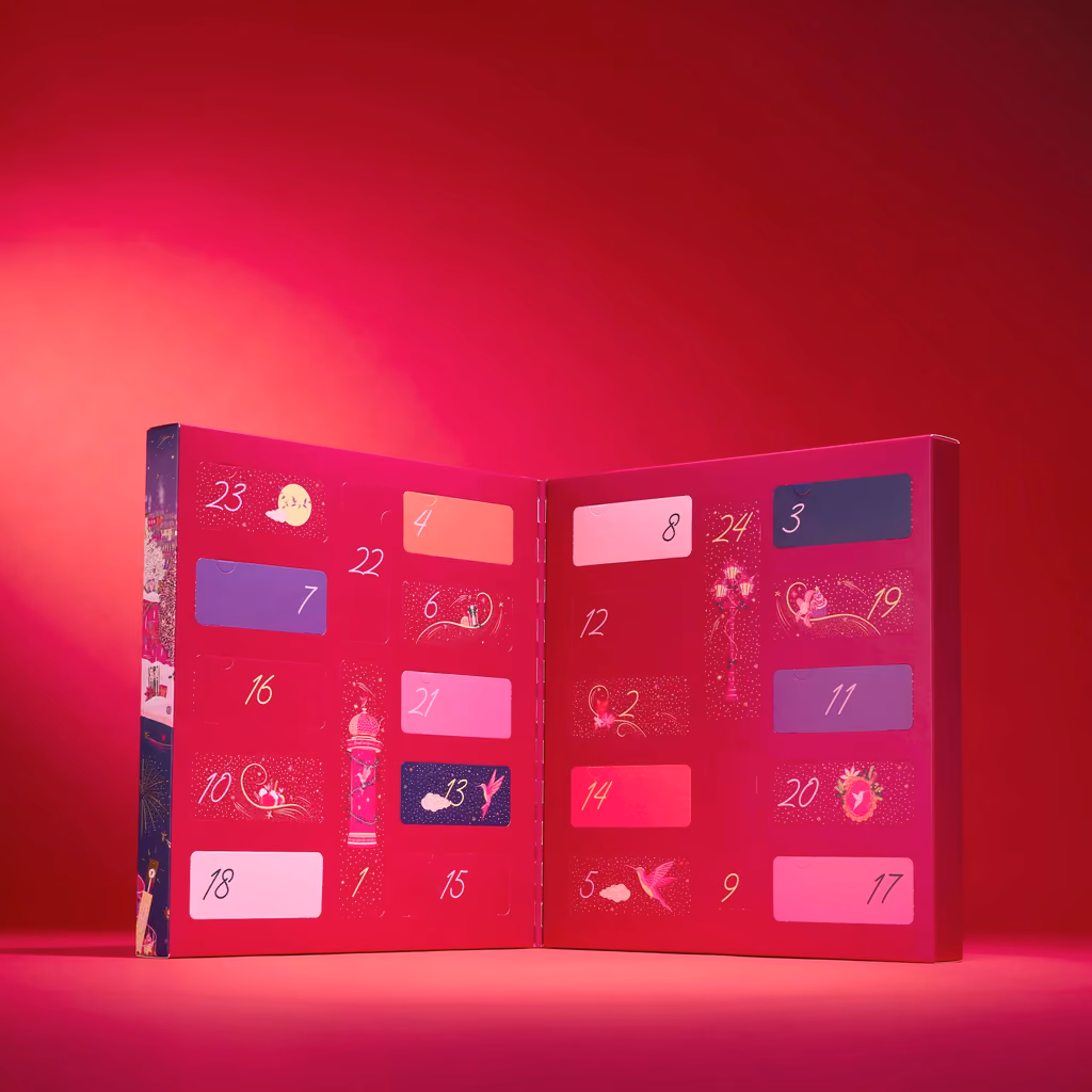 The calendar opened like a book with its numbered windows still shut