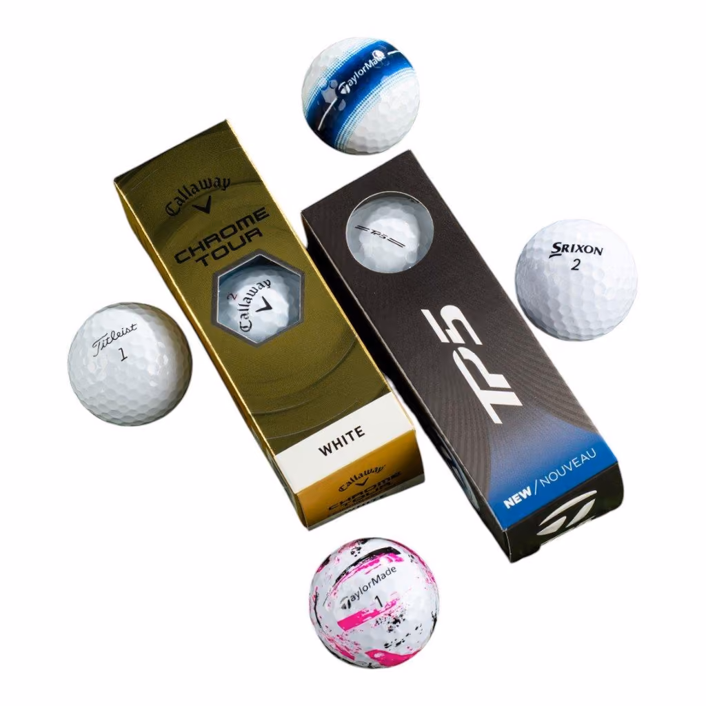 Callaway Chrome Tour and TaylorMade TP5 sleeves with Titleist, Srixon and TaylorMade single balls