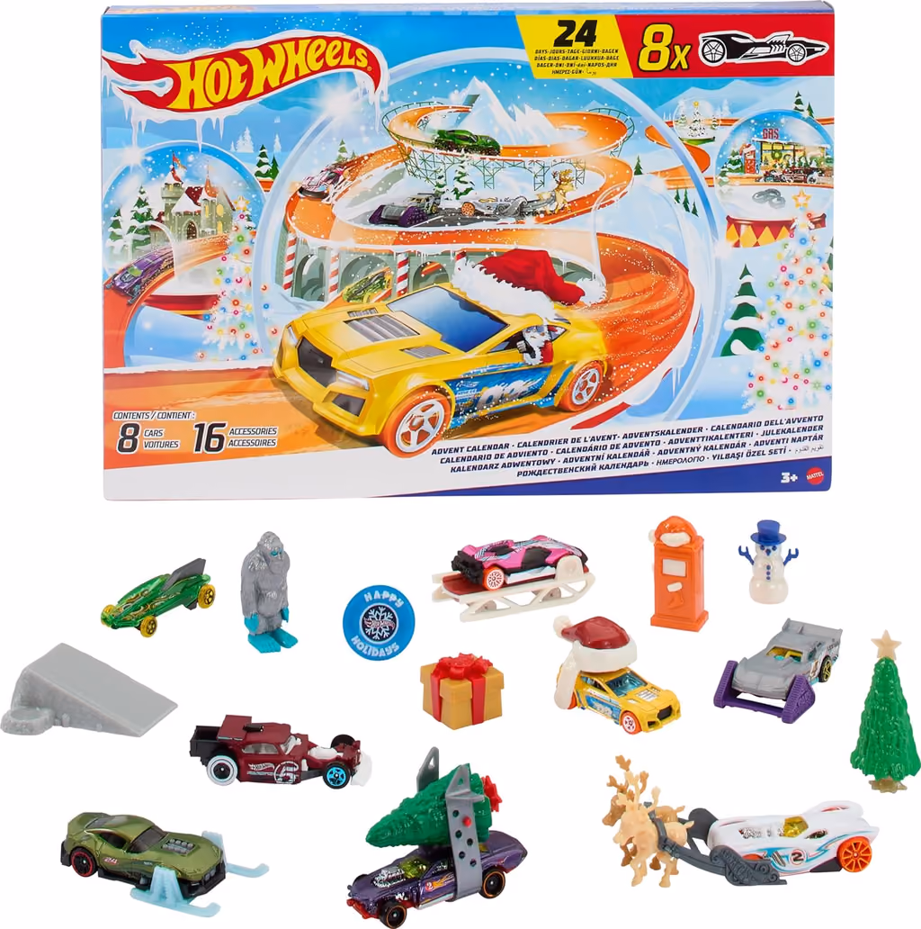 Hot Wheels 2024 advent calendar contents, photograph 1 of 2
