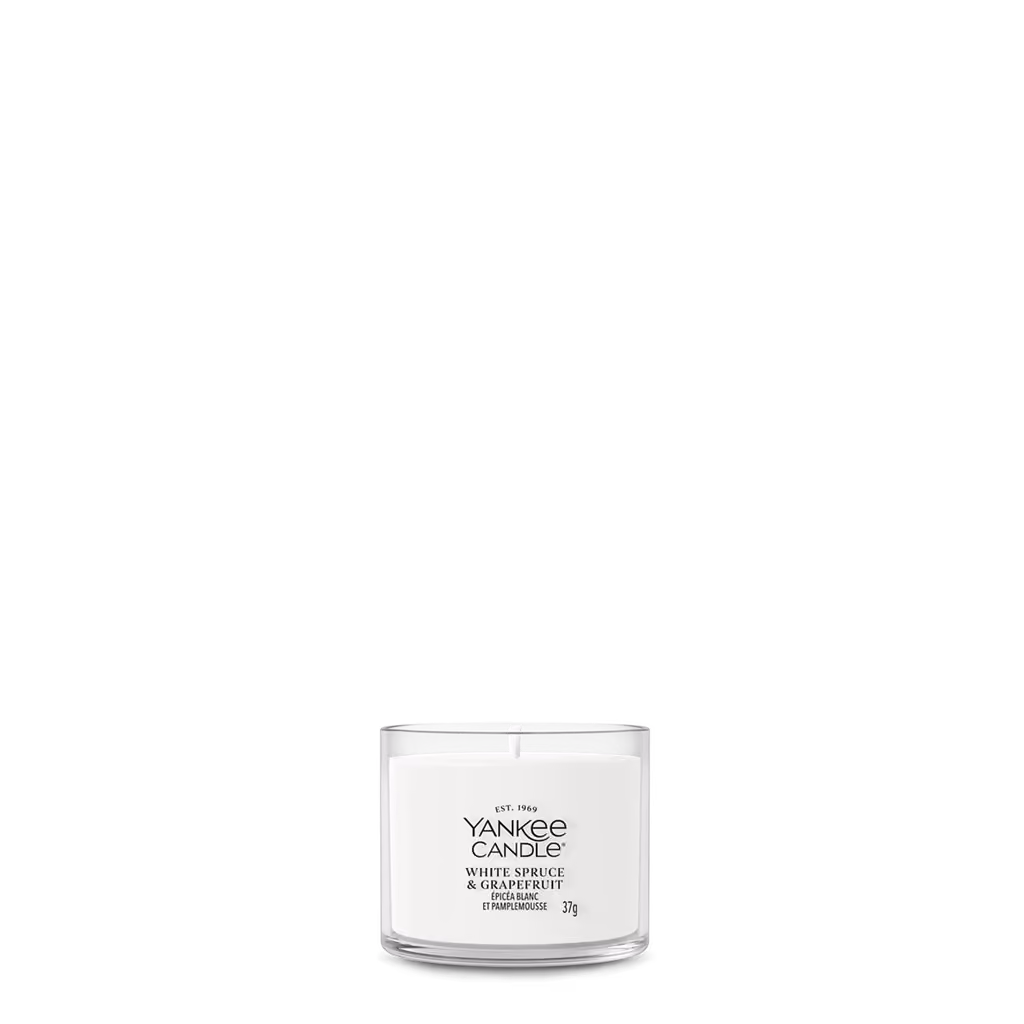 White Spruce & Grapefruit mini filled votive, two