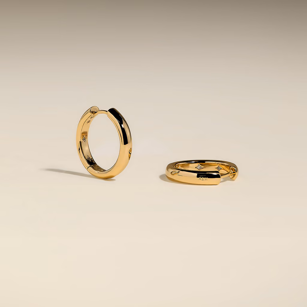 Astrid & Miyu Hidden Star Medium Hoops in Gold