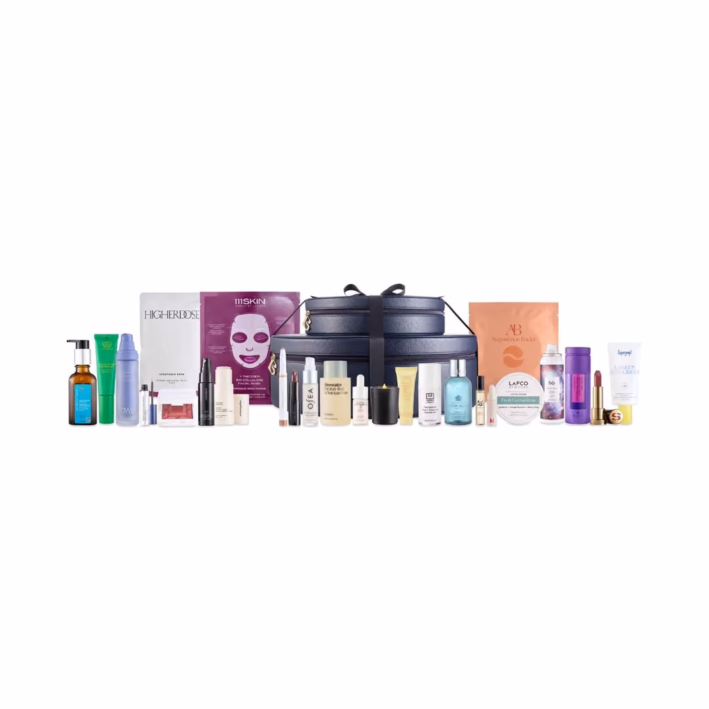 The products lined up in front of the closed cases