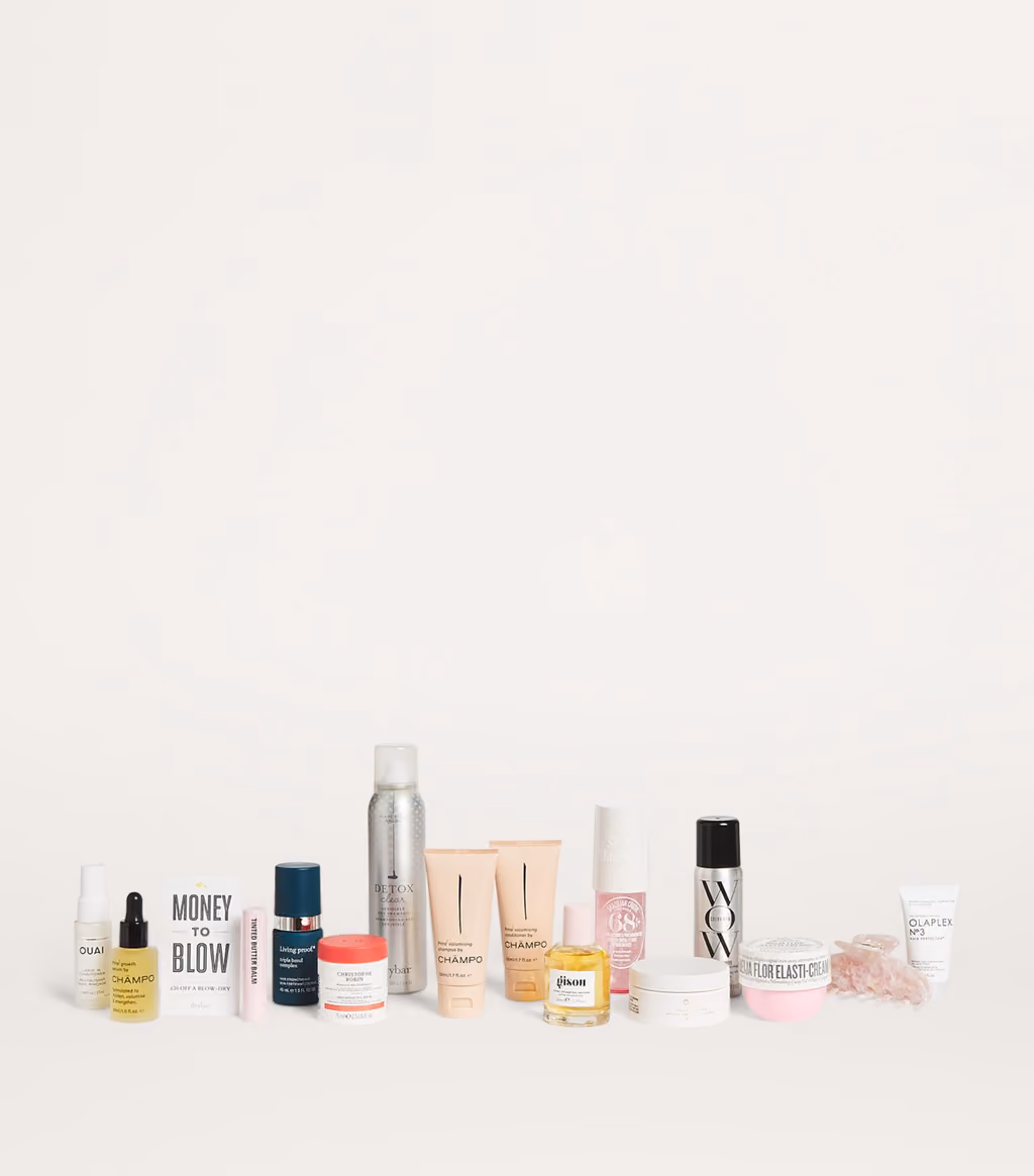 The Harrods 12 Days of Hair & Body 2024 advent calendar contents, photograph 1 of 1