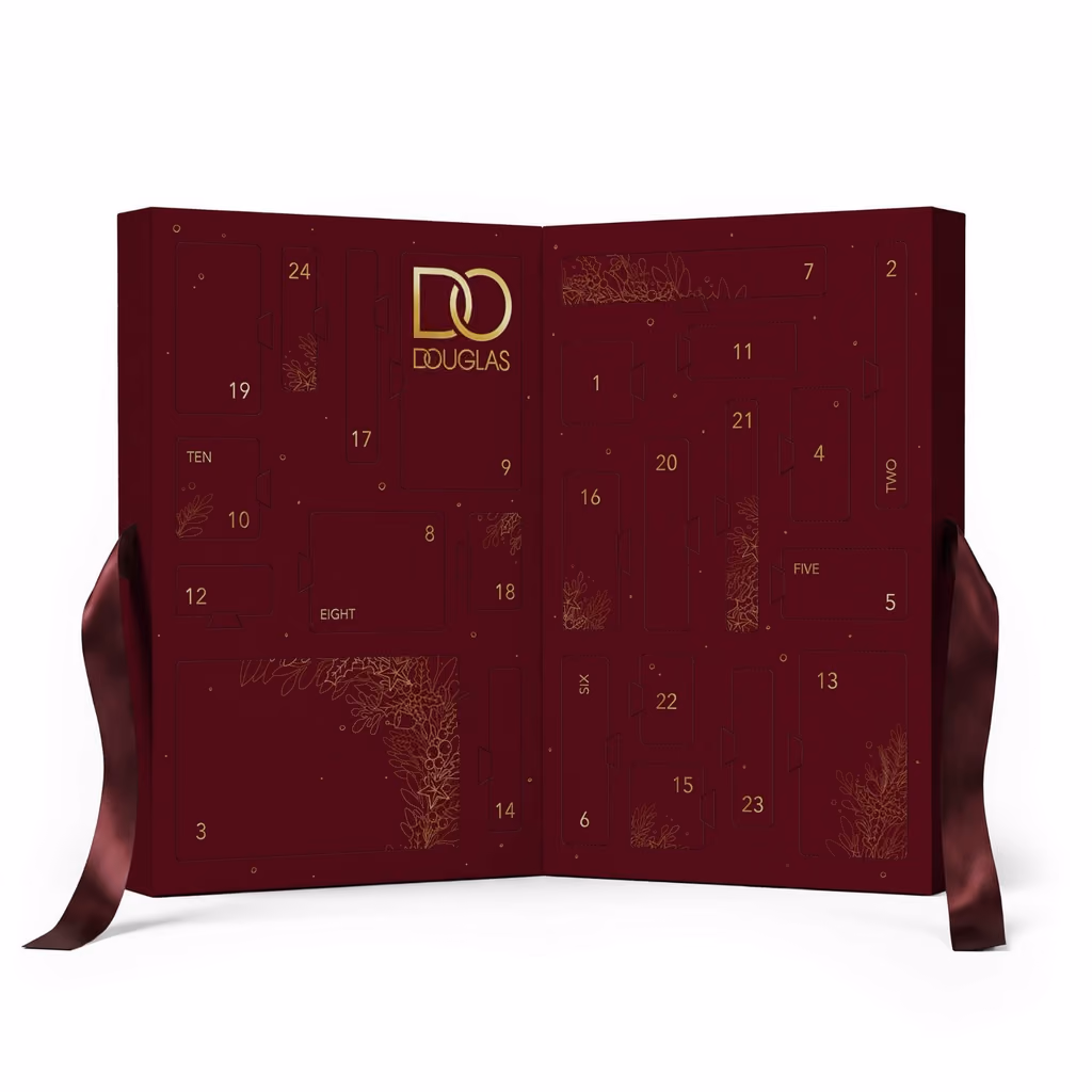 The burgundy box opened into two wings of 24 numbered doors