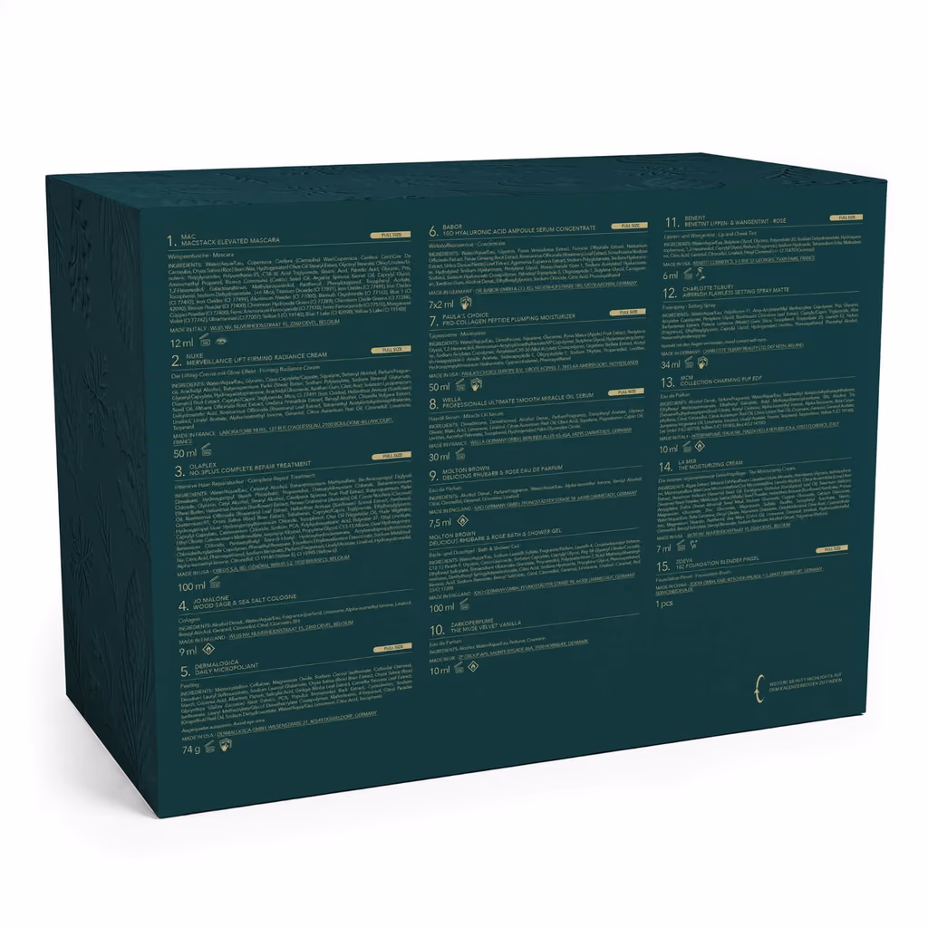 The back of the chest with the printed contents list