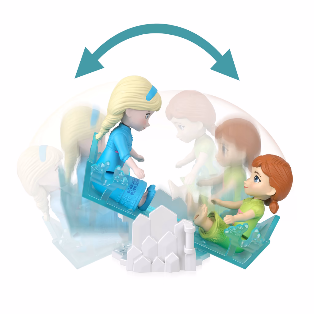 Young Anna and Elsa on the seesaw