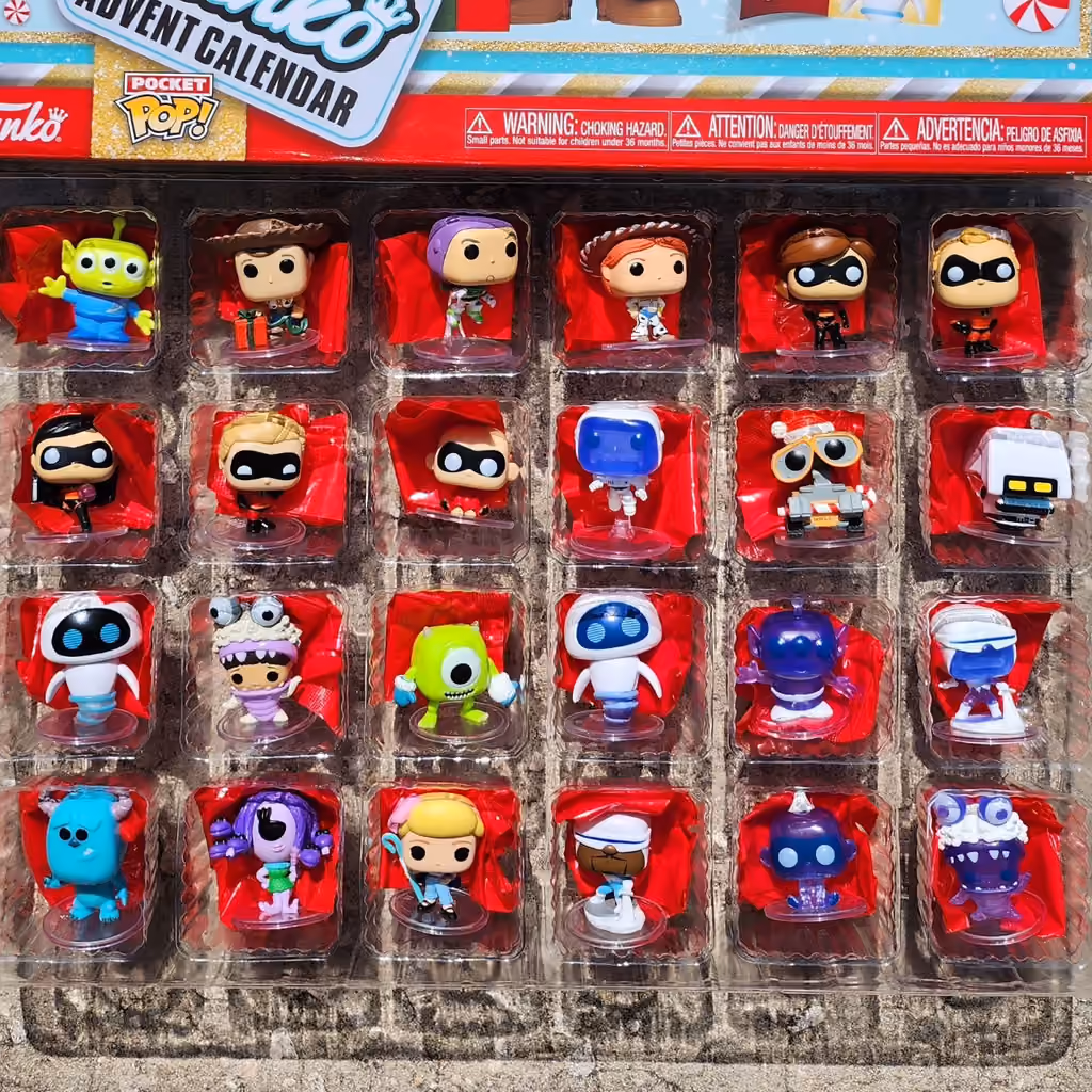 Funko Pop! Pixar Vinyl Figures 2024 advent calendar contents, photograph 2 of 2