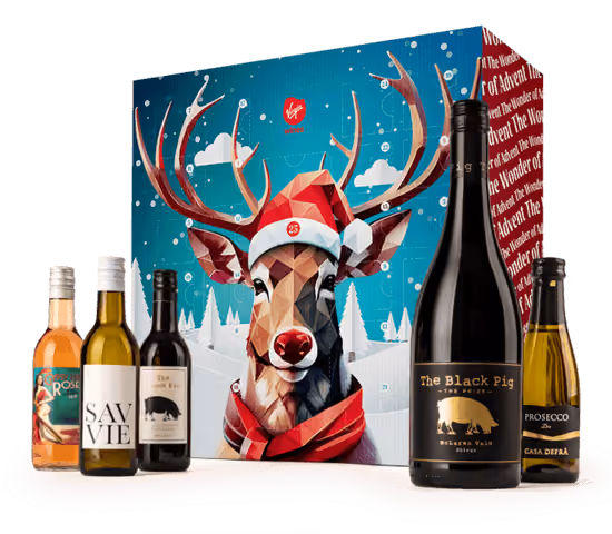 The reindeer box with the mini bottles and a full bottle standing in front