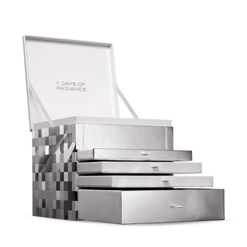 The silver chest opened, its drawers pulled out in a staircase