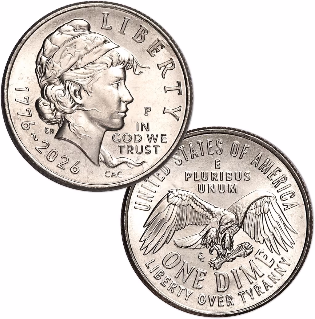 Both sides of the 2026 dime